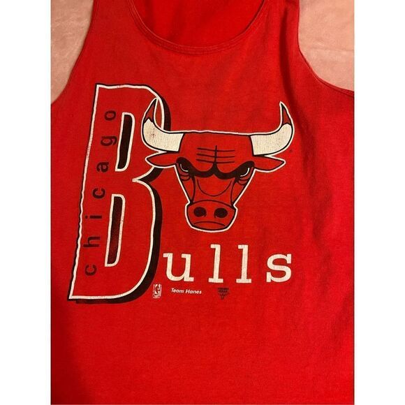 Vintage 90’s XL Red Chicago Bulls Tee Tank Top Shirts - Picture 4 of 6